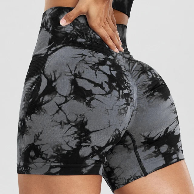 Seamless Push‑Up Tie‑Dye Gymshorts – Dames | High-Waist & Squatproof