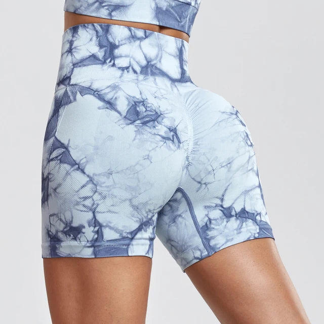 Seamless Push‑Up Tie‑Dye Gymshorts – Dames | High-Waist & Squatproof
