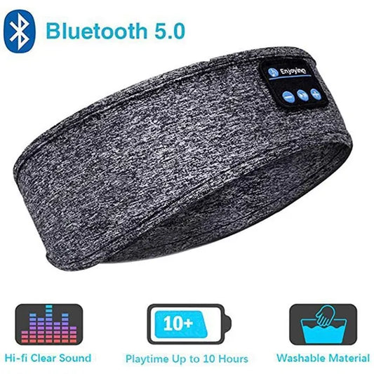 Bluetooth Hoofdband met Draadloze Oordopjes – Elastische Sporthoofdband met Ingebouwde Muziekfunctie en Slaapmasker