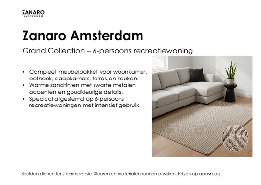 Moodboard Grand meubelpakket 6-persoons recreatiewoning – Zanaro Amsterdam
