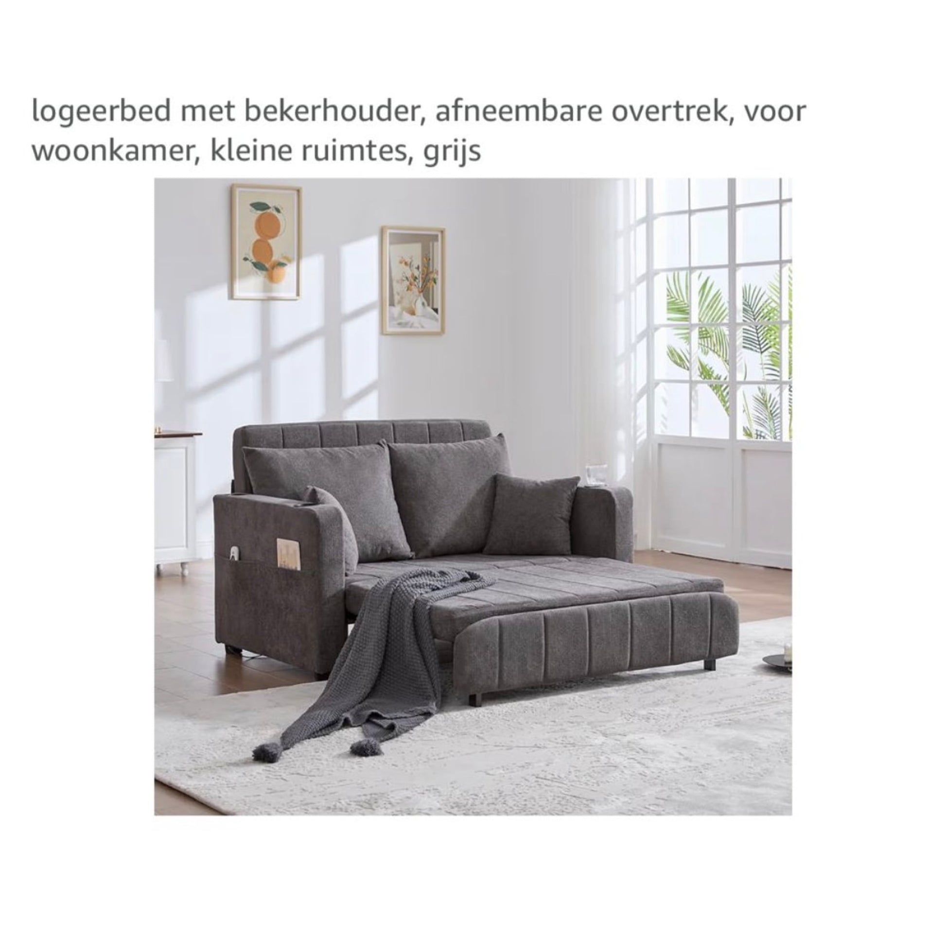 Slaapbank met Bekerhouder — Grijs